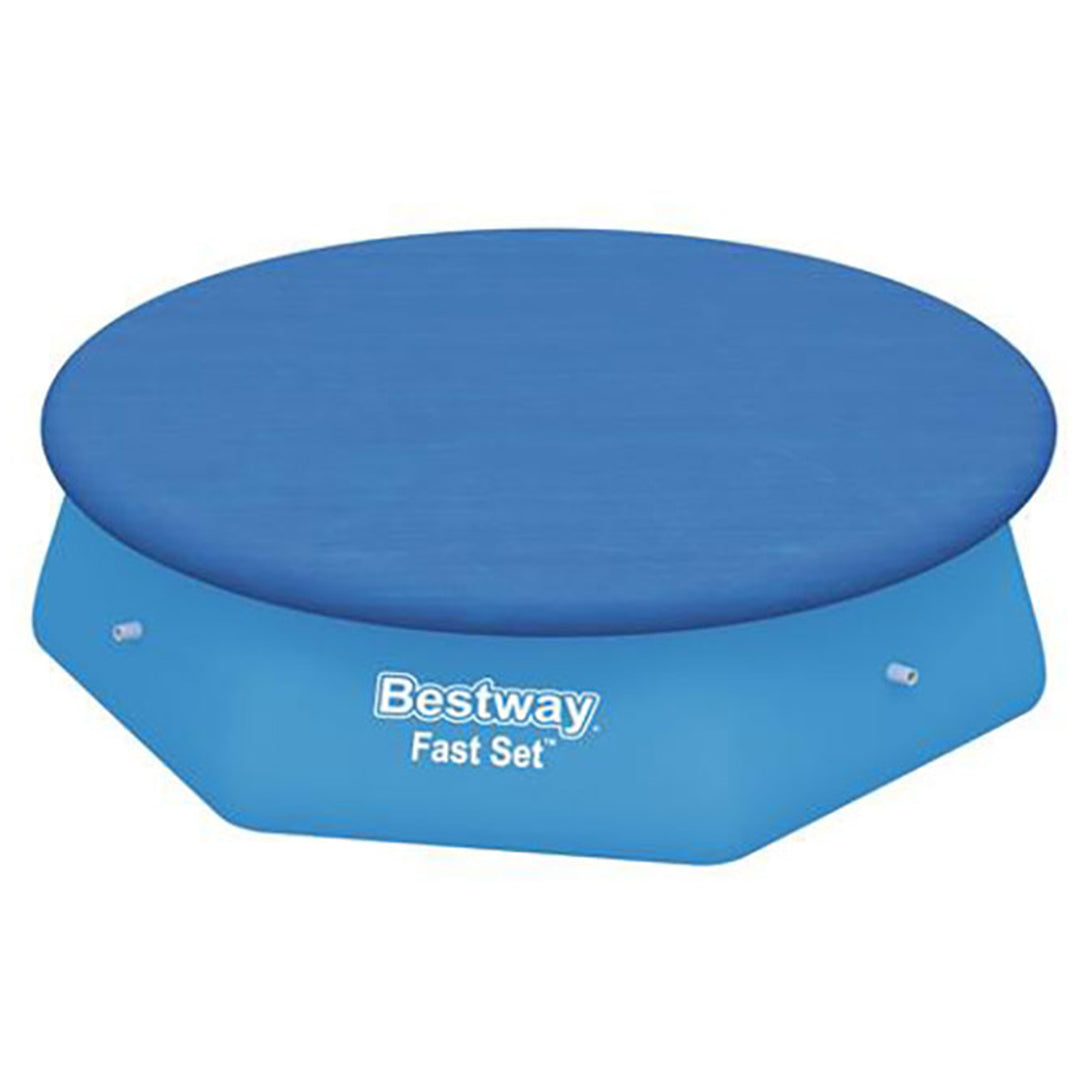 Bestway Round PVC 8 Foot Pool Cover for Above Ground Fast Set Pools (2 Pack)