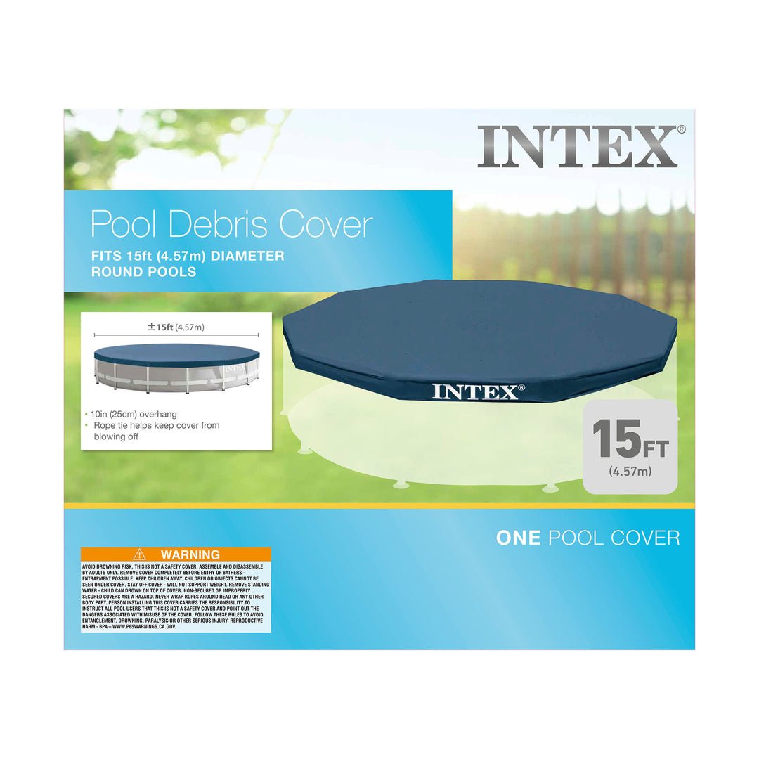 Intex 15' Round Above Ground Swimming Pool Cover, (Pool Cover Only)(Open Box)