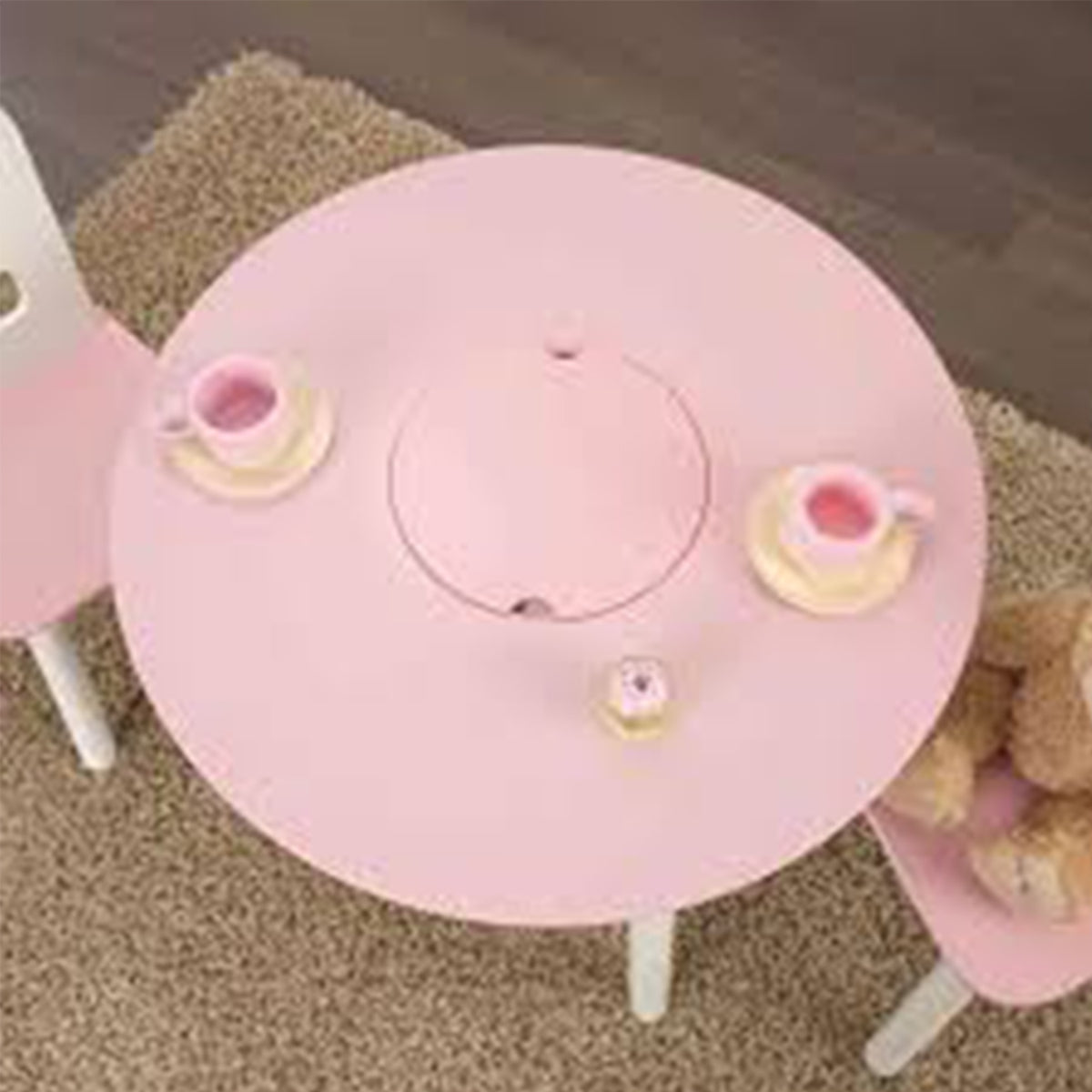 KidKraft 26165 Round Storage Crafting Table and 2 Chair Set for Children, Pink - VMInnovations