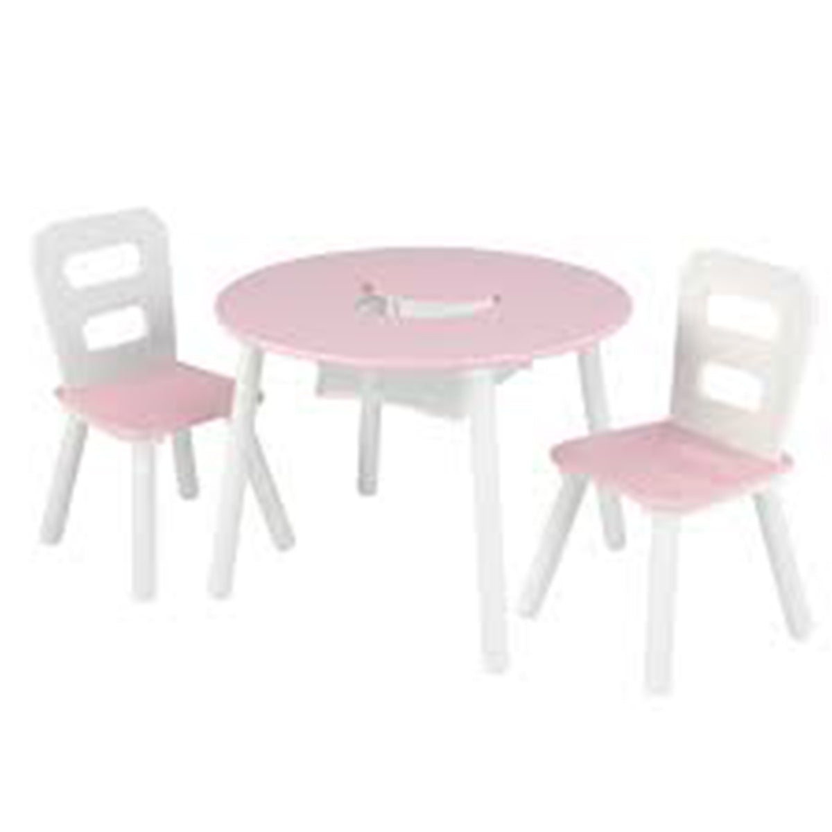 KidKraft 26165 Round Storage Crafting Table and 2 Chair Set for Children, Pink - VMInnovations