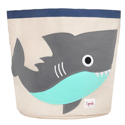3 Sprouts Canvas Storage Bin Laundry and Toy Basket for Baby and Kids, Shark