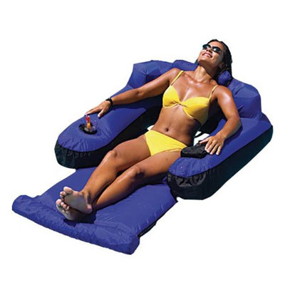 Swimline 9047 Swimming Pool Fabric Inflatable Floating Lounger w/ 110V Air Pump - VMInnovations