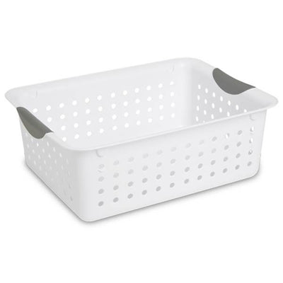 Sterilite Medium Ultra Plastic Storage Bin Organizer-White (Open Box) (48 Pack)