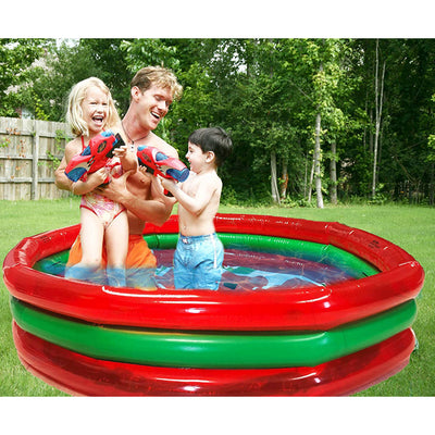 Hoovy 59 Inch 53 Gallon 3 Ring Watermelon Inflatable Kiddie Pool Set (Open Box)