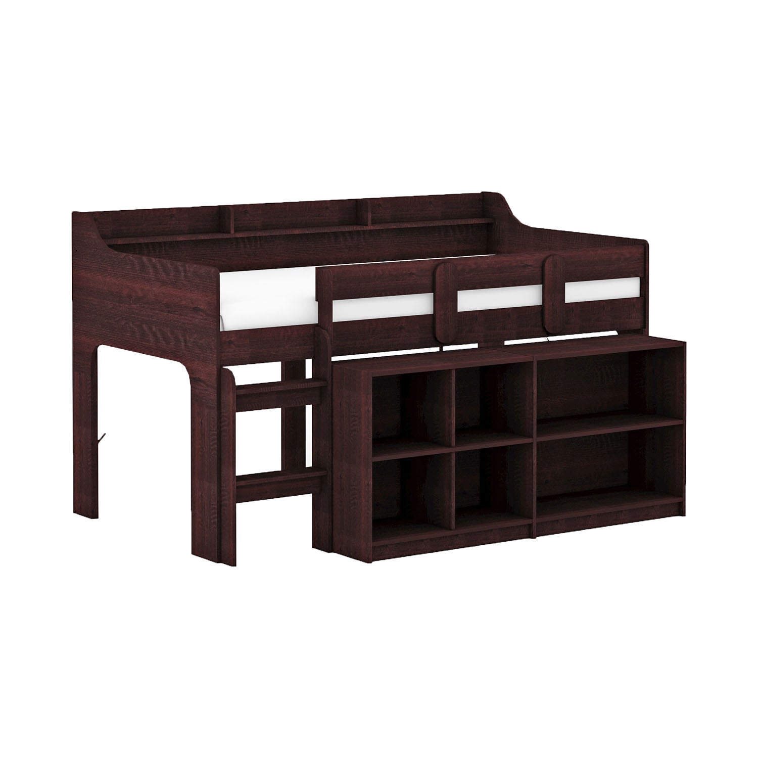 Rack Furniture Hamilton Twin Sized Loft Bed Frame with Storage Unit, Espresso