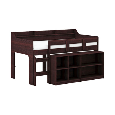 Rack Furniture Hamilton Twin Sized Loft Bed Frame with Storage Unit, Espresso