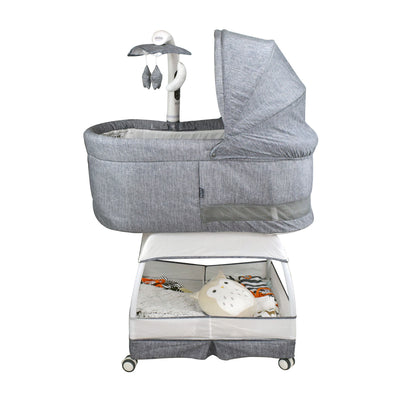 TruBliss Baby Sweetli Deluxe Bassinet Crib Sleeper with Mobile, Stonewash Gray - VMInnovations