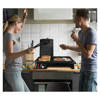 NutriChef Electric Griddle Crepe Hot Plate with Press Grill (Open Box)