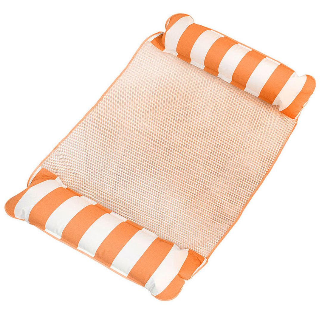 AquaLeisure 4-in-1 Hammock Swimming Pool Float, Orange/White Stripe (Used)