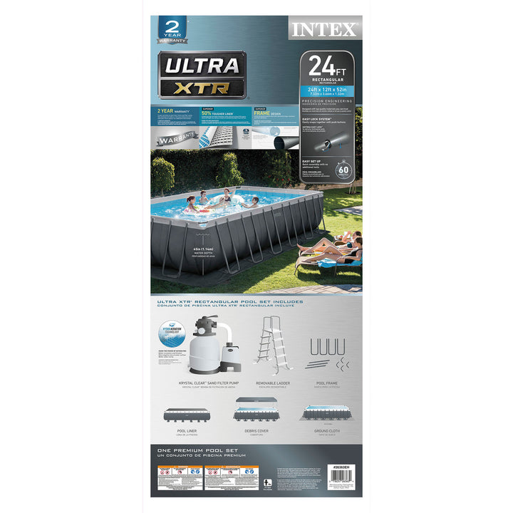 24'x12'x52" Rectangular Ultra XTR Frame Pool w/ Sand Filter Pump (Open Box)