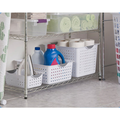 Sterilite Deep Ultra Plastic Storage Bin Organizer Basket, White (54 Pack)