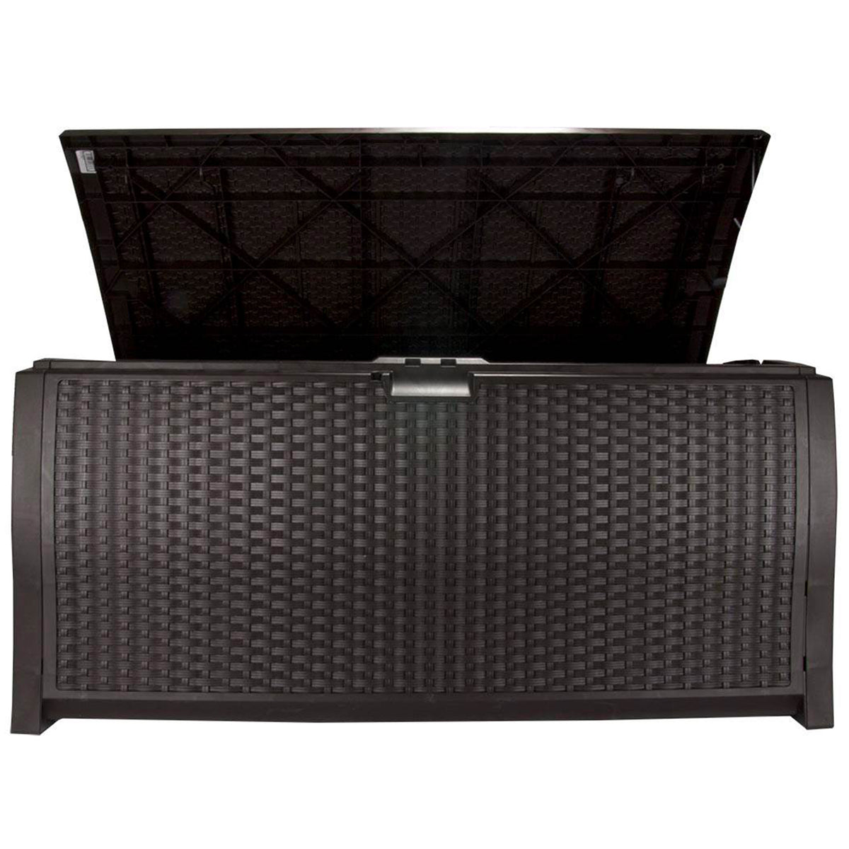 Suncast 99 Gallon Deck Garden Garage Home Wicker Resin Pool Box-Mocha (Open Box)