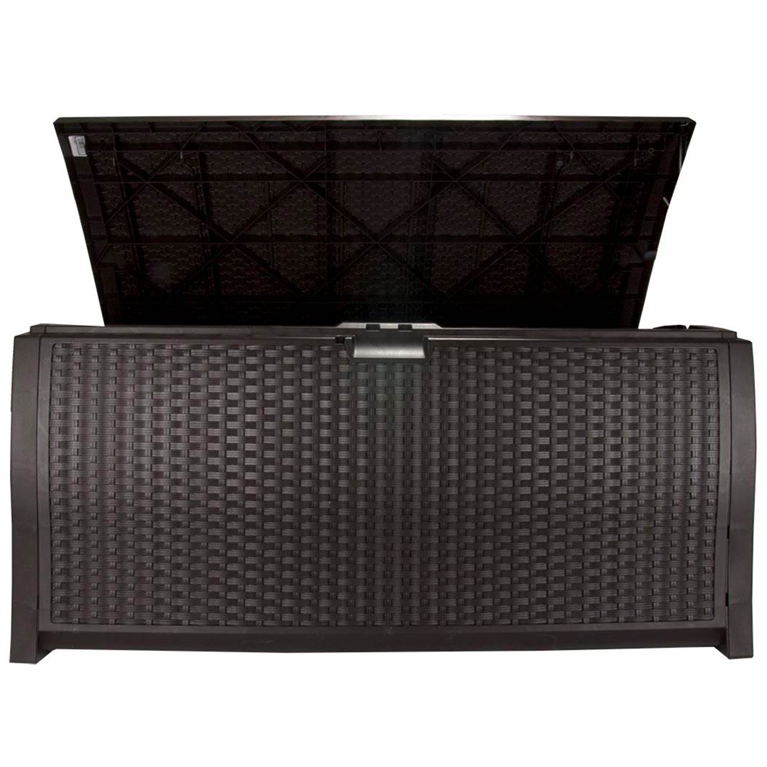 Suncast 99 Gallon Deck Garden Garage Home Wicker Resin Pool Box-Mocha (Open Box)