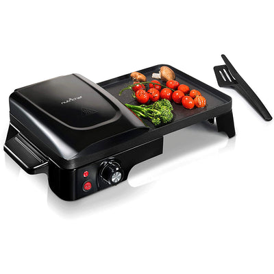 NutriChef Electric Griddle Crepe Hot Plate Cooktop with Press Grill for Paninis