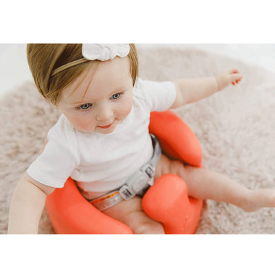 Bumbo Baby Infant Soft Foam Wide Floor Seat w/ Adjustable Harness, Living Coral (Refurbished)