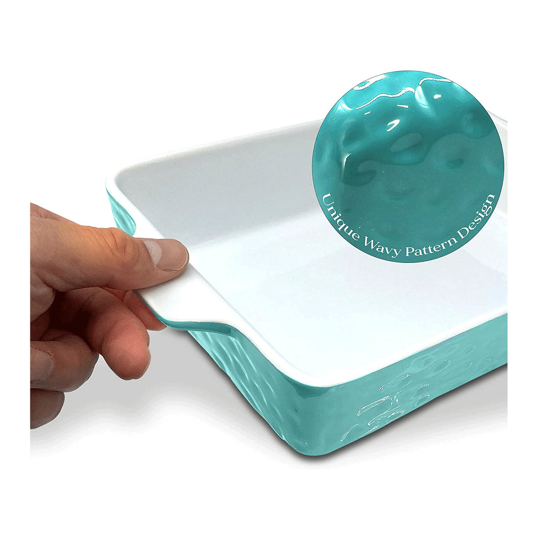 NutriChef Rectangular Ceramic Nonstick Kitchen Bakeware Pan Set, Aqua (2 Pack) - VMInnovations