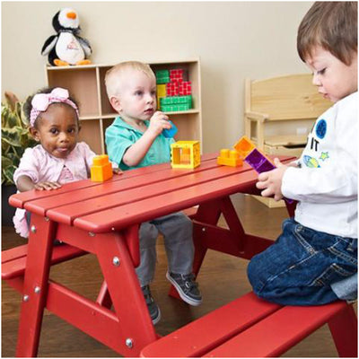 Little Colorado Wooden Toddler Picnic Table for Indoor and Outdoor Use, Red