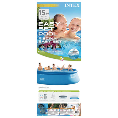 Intex 15' x 48" Easy Set Above Ground Swimming Pool Kit w/ 6 Replacement Filters