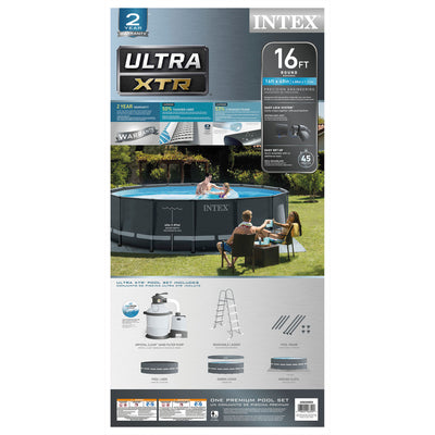 Intex 16ft x 48in Ultra XTR Round Frame Swimming Pool, Pump, & Winterizing Kit - VMInnovations