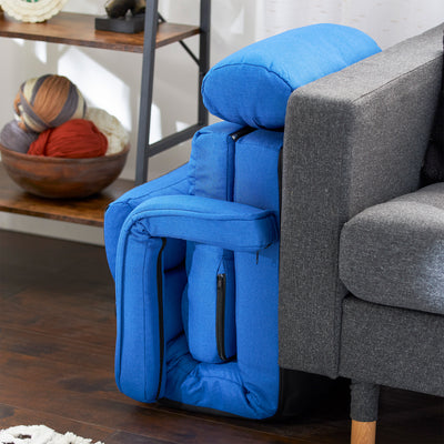 JOMEED Folding Chaise Lounge Chair Armrests and Chaise Pillow, Blue (Open Box) - VMInnovations