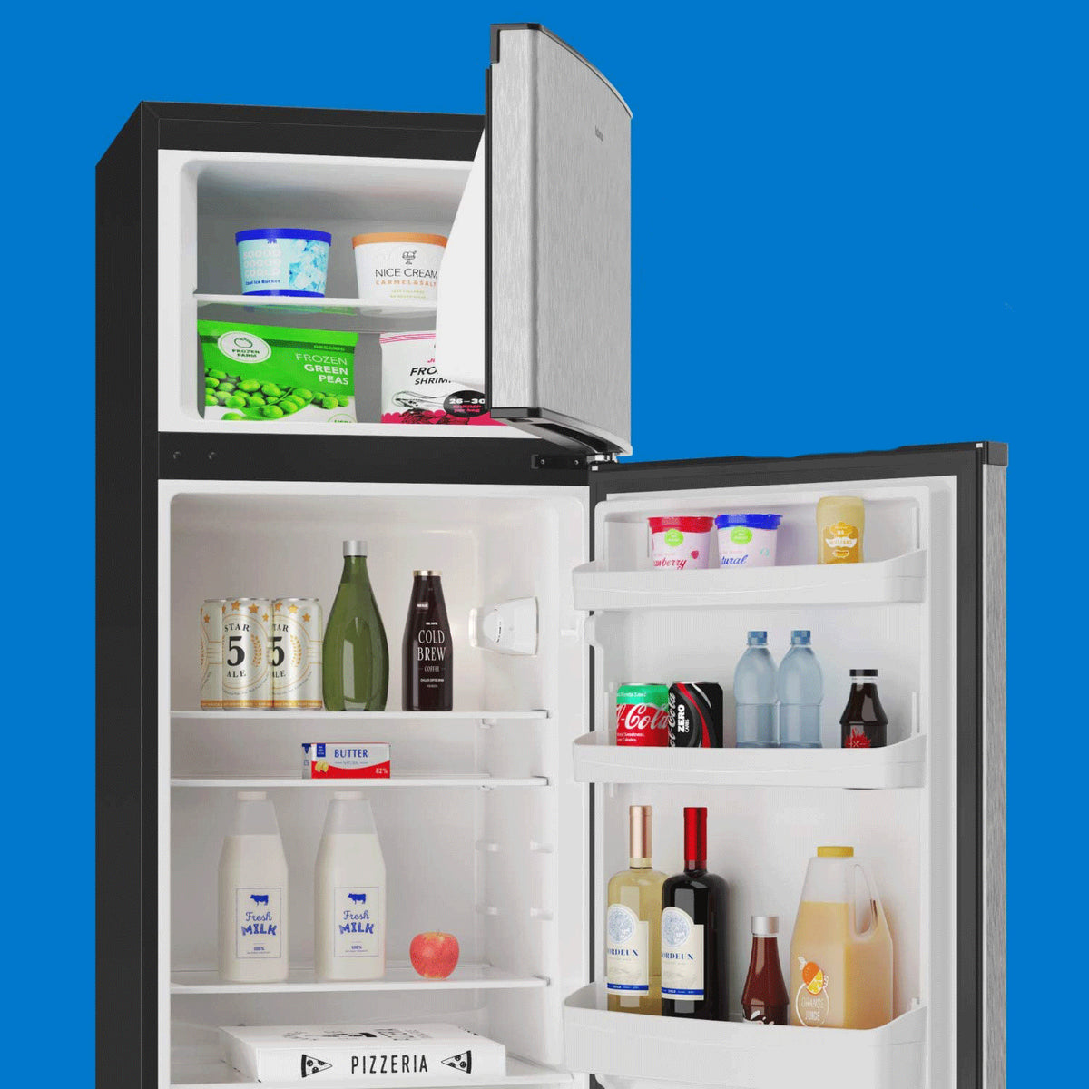 hOmeLabs 7.6 Cu Ft. Full Sized Refrigerator Freezer, Stainless Steel (For Parts)