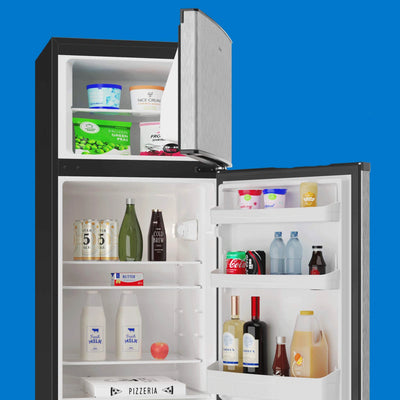 hOmeLabs 7.6 Cu Ft. Full Sized Refrigerator Freezer, Stainless Steel (For Parts)