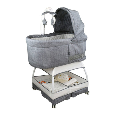TruBliss Baby Sweetli Deluxe Bassinet Crib Sleeper with Mobile, Stonewash Gray - VMInnovations