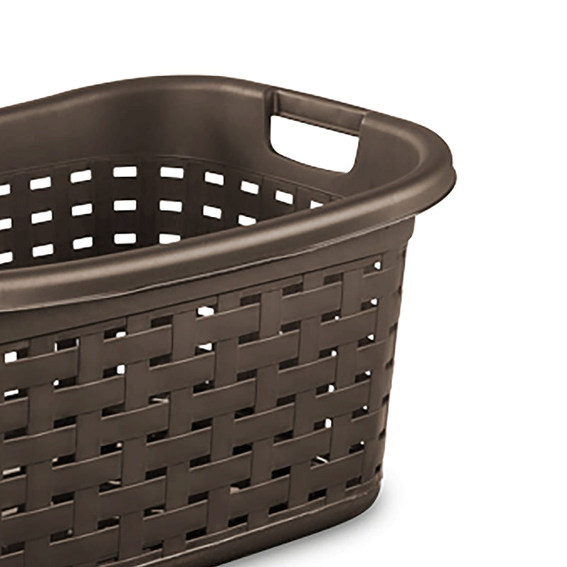 Sterilite Plastic Weave Laundry Organizer Storage Basket Tote, Espresso (6 Pack)