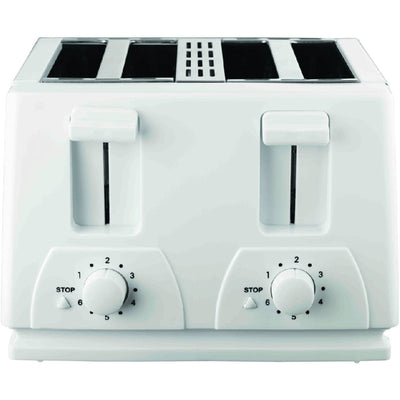 Brentwood TS-265 Extra Wide 4 Slot Bread Bagel Cool Touch Kitchen Toaster, White