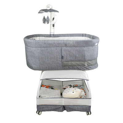 TruBliss Baby Sweetli Deluxe Bassinet Crib Sleeper with Mobile, Stonewash Gray - VMInnovations