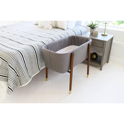 TruBliss Baby Sova Bassinet Deep Wall Crib Sleeper w/ Fitted Sheets, London Grey - VMInnovations