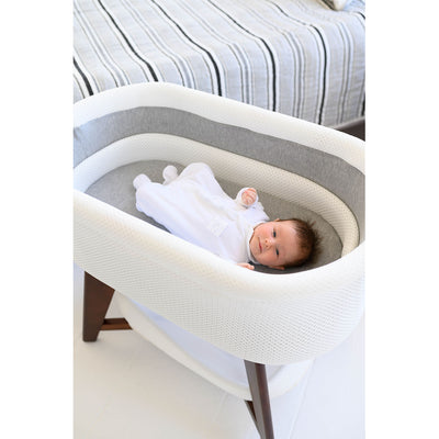 TruBliss Evi Smart Bassinet Deep Wall Crib Sleeper with Fitted Sheets, White - VMInnovations
