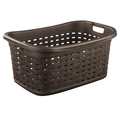 Sterilite Plastic Weave Laundry Organizer Storage Basket Tote, Espresso (6 Pack)