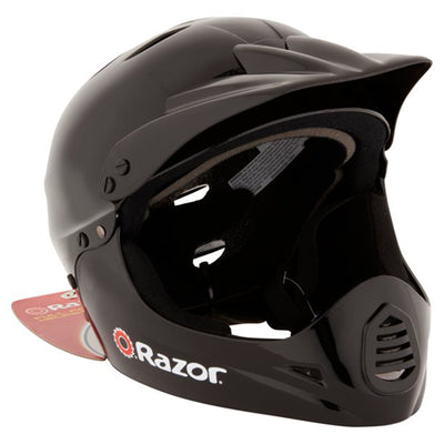 Razor Kids Youth Full Face Padded BMX Bike Bicycle Scooter Helmet, Glossy Black (For Parts)