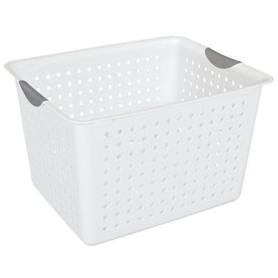 Sterilite Deep Ultra Plastic Storage Bin Organizer Basket, White (54 Pack)