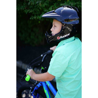 Razor Kids Youth Full Face Padded BMX Bike Bicycle Scooter Helmet, Glossy Black (Refurbished)