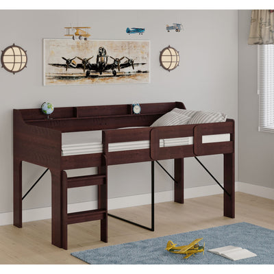 Rack Furniture Hamilton Twin Sized Loft Bed Frame with Storage Unit, Espresso
