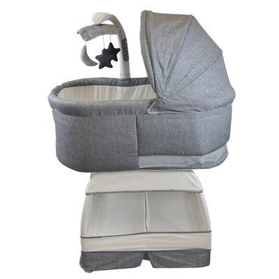 TruBliss Baby Sweetli Deluxe Bassinet Crib Sleeper with Mobile, Stonewash Gray - VMInnovations
