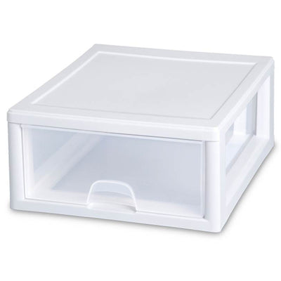 Sterilite 16 Qt Single Box Modular Stacking Storage Drawer Container (24 Pack)