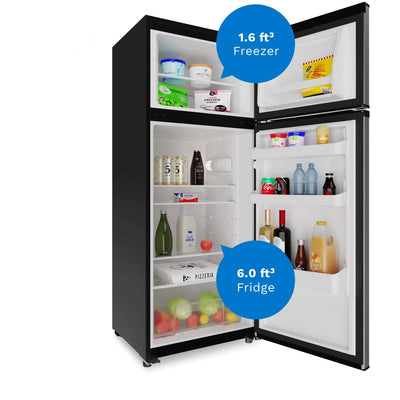 hOmeLabs 7.6 Cubic Foot 2 Door Full Sized Refrigerator Freezer, Stainless Steel