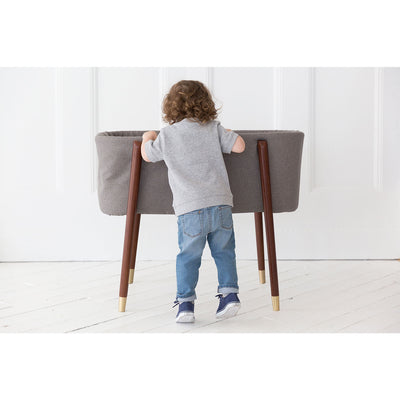 TruBliss Baby Sova Bassinet Deep Wall Crib Sleeper w/ Fitted Sheets, London Grey - VMInnovations