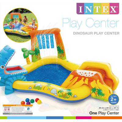 Intex Kids Inflatable 95 x 75 x 43 Inch Dinosaur Swimming Pool with Air Pump - VMInnovations