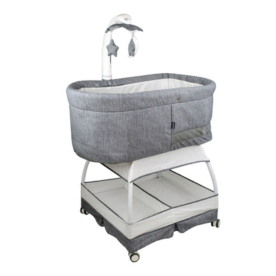 TruBliss Baby Sweetli Deluxe Bassinet Crib Sleeper with Mobile, Stonewash Gray - VMInnovations