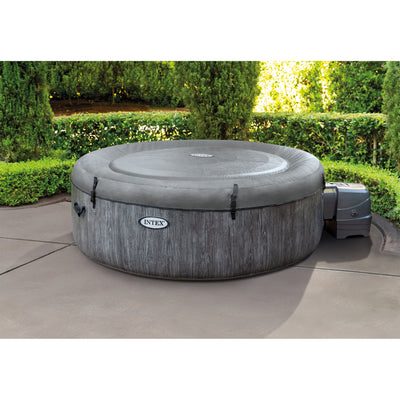 Intex Greywood Deluxe 4 Person Portable Inflatable Hot Tub with LED Lights, Gray