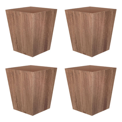Suncast 16 Inch Farmington Rustic Wood Finish Garden Planter, Brown (4 Pack)