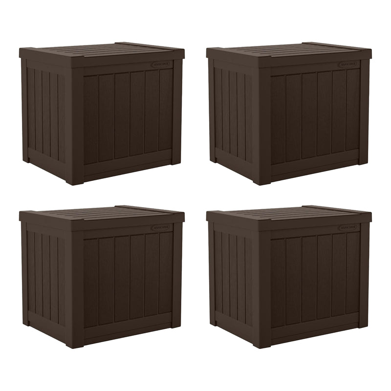 Suncast 17 x 22 Inch Resin 22-Gallon Patio Storage Deck Box, Java Brown (4 Pack)