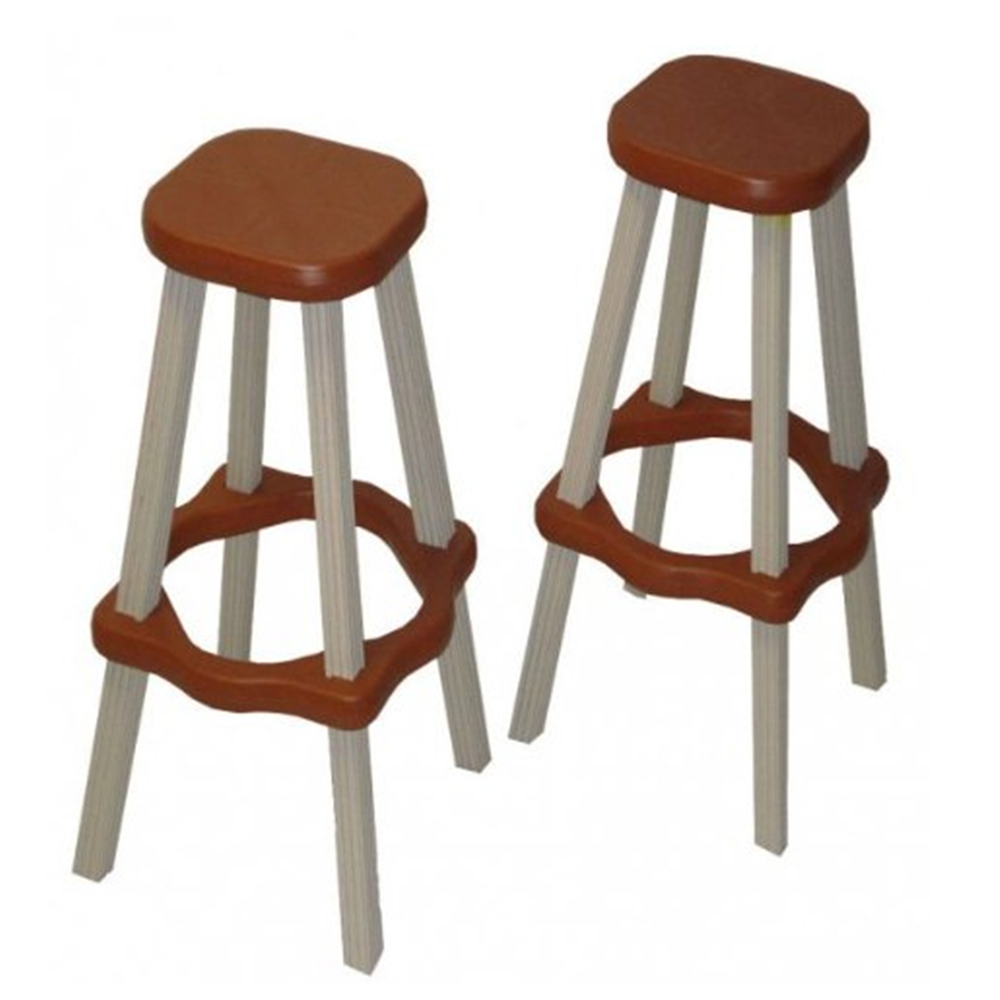 Leisure Accents 26" Tall Barstool Patio Set Redwood/Gray - Pair (Open Box)