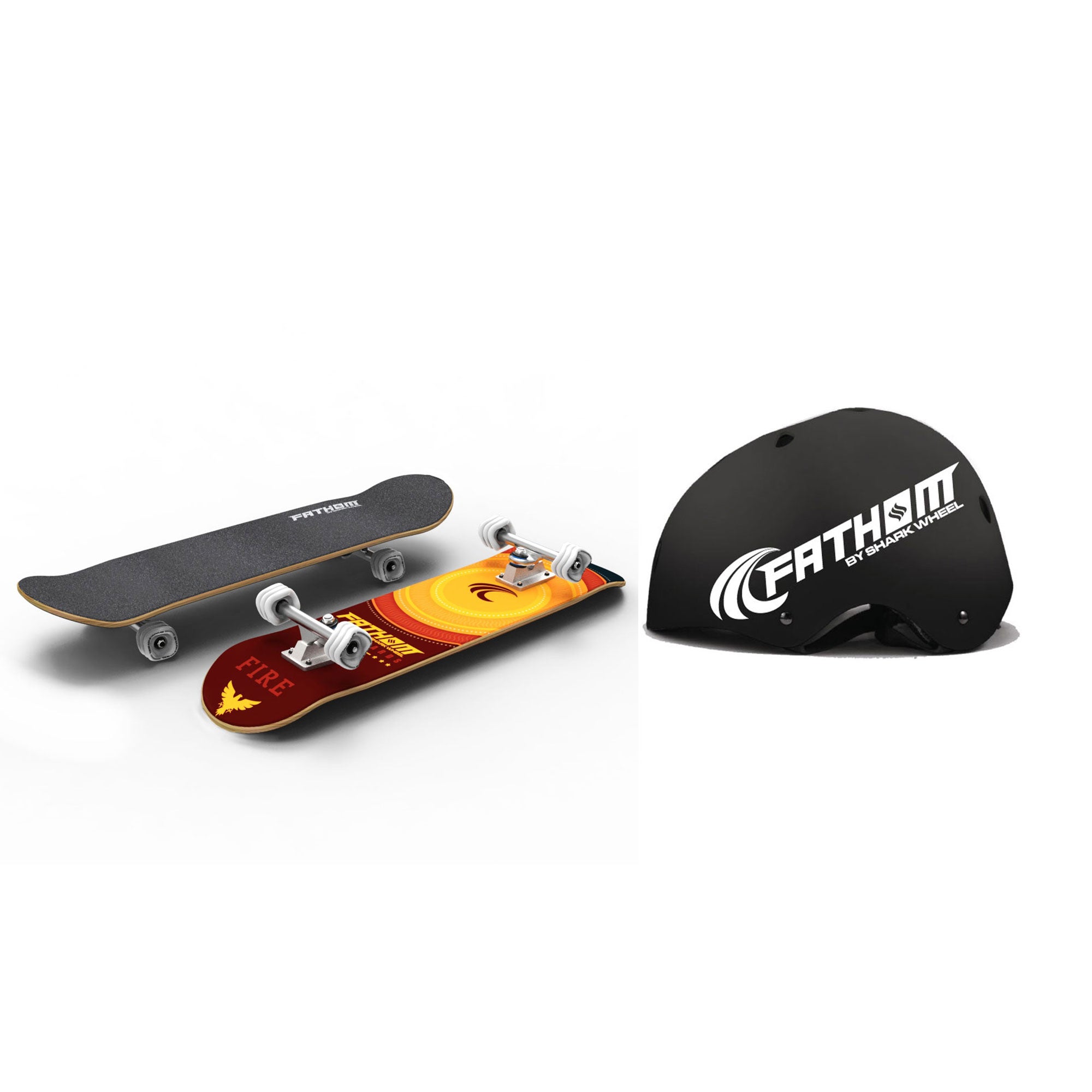 Fathom Elements Fire Street Deck Skateboard | Fathom Large/Extra Large Helmet