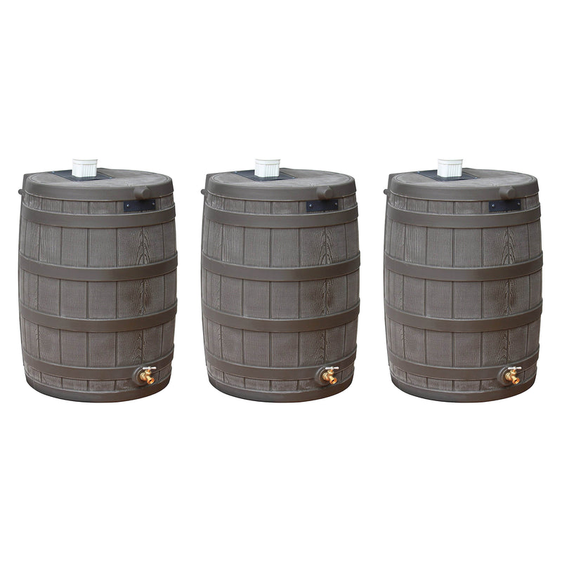 Good Ideas Rain Wizard 50 Gallon Plastic Rain Barrel with Brass Spigot (3 Pack)