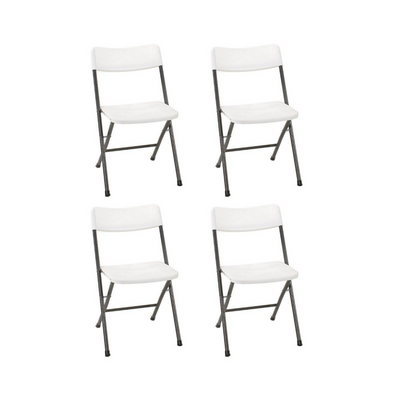 Cosco Indoor/Outdoor Folding Resin Chairs - White (4-Pack) - Open Box